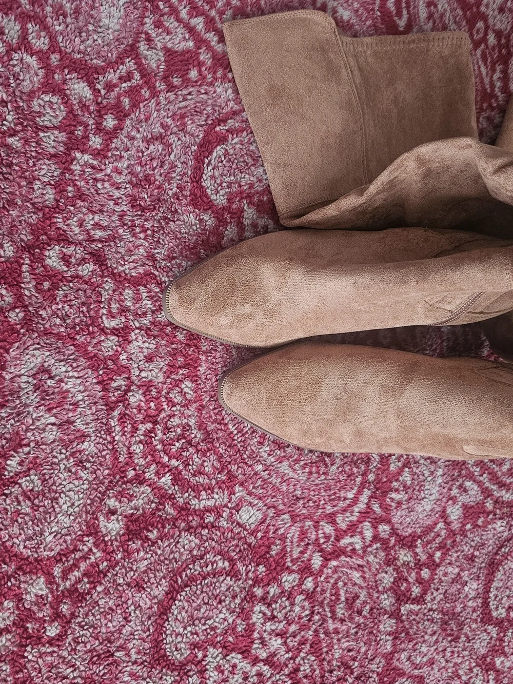 Suede Over-the-Knee Boots in Taupe